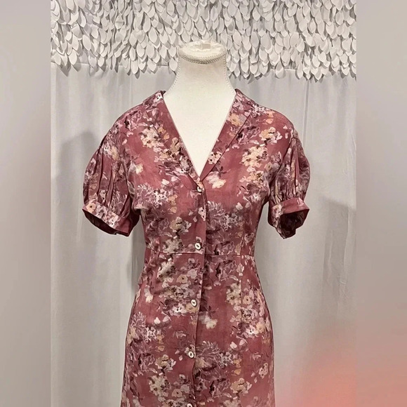 NWT CAROLINE CONSTAS Nancy Floral Silk Puff-Sleeve Maxi Dress Ex Small Authentic - Picture 10 of 16